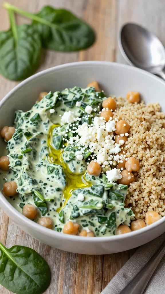 Creamy Spinach and Chickpea Quinoa Bowl