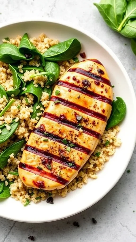 Grilled Chicken with Quinoa and Spinach