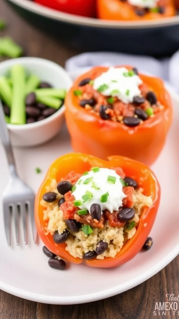 Stuffed Bell Peppers with Turkey and Black Beans