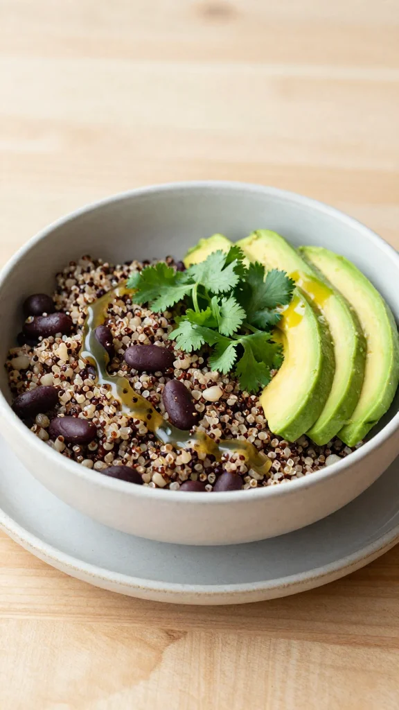 Zesty Quinoa and Black Bean Bowl with Avocado